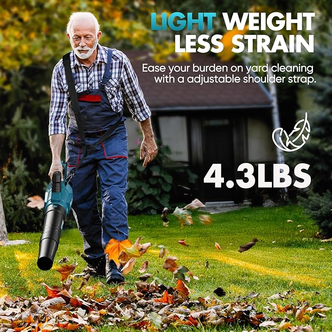 Leaf Blower Cordless - 2025 Update 150000RPM & 3 Speed Levels Electric Leaf Blower with 2 x 4.0Ah Battery and Charger, Extension Tube Blower for Lawn Care, Yard, Garage, Blowing Leaves, Dust or Snow