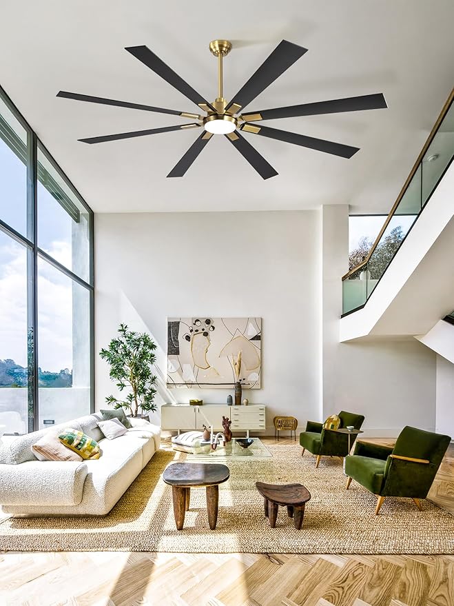 ZMISHIBO 80 Inch Black and Gold Ceiling Fans