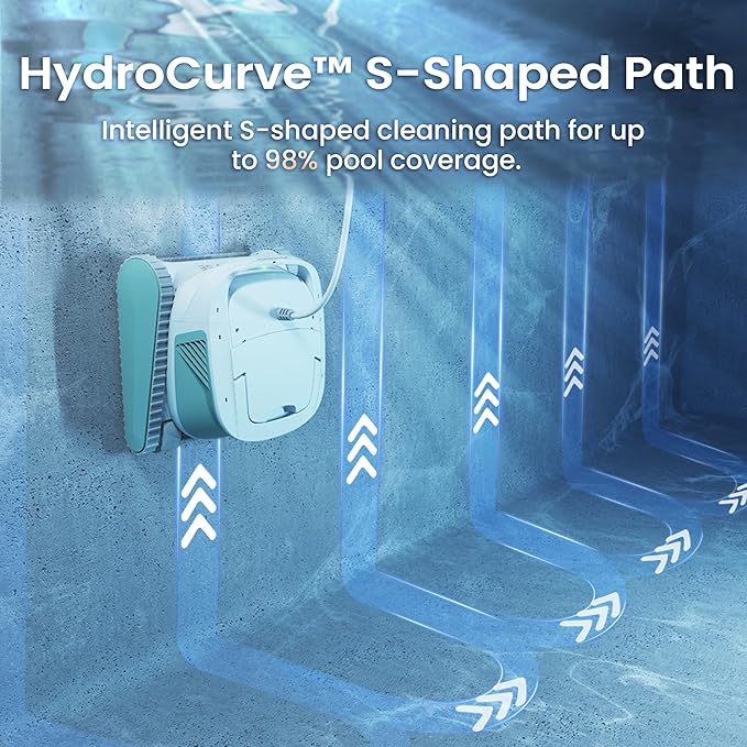 Automatic Robotic Pool Vacuum Cleaner, Wall Climbing/Waterline Scrubbing, Top Load Large Filter, Ideal for Above/In-Ground Pools up to 40 FT Length, Smart Navigation, Ultra Cleaning Modes, Dual Inlet