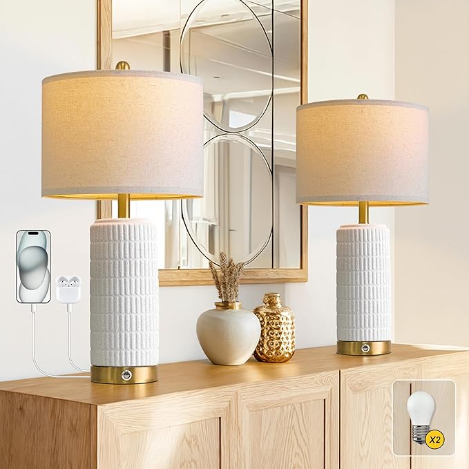 PoKat Stone-Like Ceramic Table Lamps