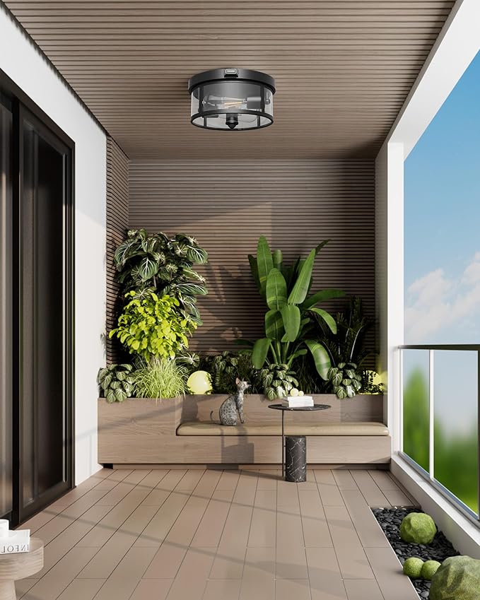 2Pack Outdoor Flush Mount Ceiling Light 12.5In