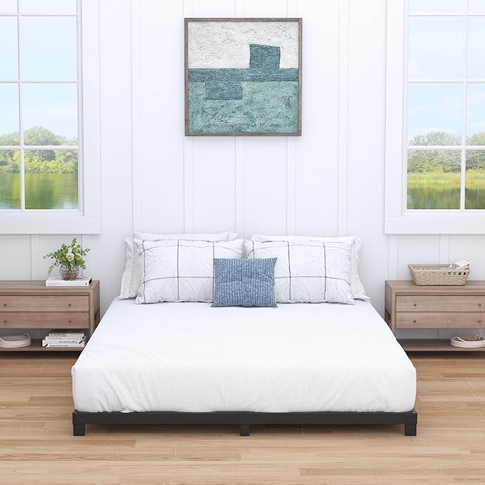 3 Inch Bed Frame Full Low Profile, Full Size Metal Bed Frame No Box Spring Needed, Heavy Duty Metal, Easy Assembly, Black