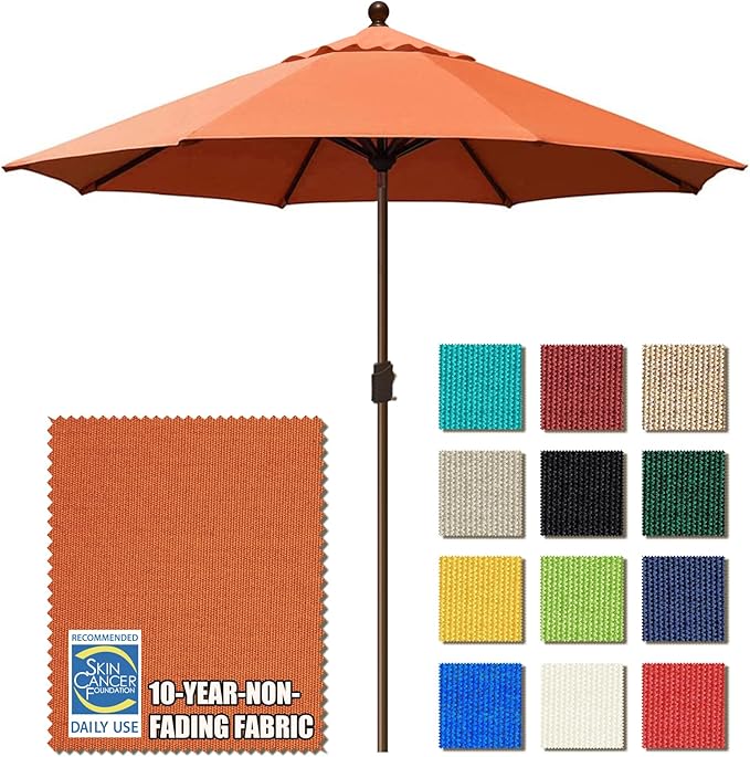 EliteShade USA 10-Year-Non-Fading 9Ft Market Umbrella Patio Umbrella Outdoor Table Umbrella with Ventilation, Rust