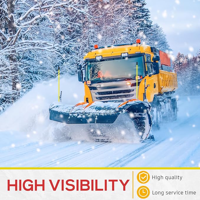 Lasnten 4 Pcs 27 Inch Snow Plow Blade Markers Guide Kit Steel Wire Inside Bolt on Bumper Guides High Visibility Easy Installation for ATV Western Snowplows(Yellow)
