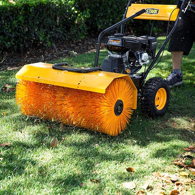 Stark 7.0HP Walk-Behind Power Sweeper Dirt/Debris 31" Brush Broom Clearing Path Engine Gas for Leaves, Dirt, and Gravel