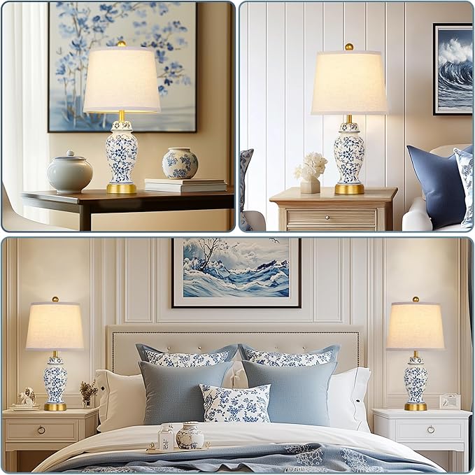 RORIANO Chinoiserie Ceramic Table Lamps Set of 2