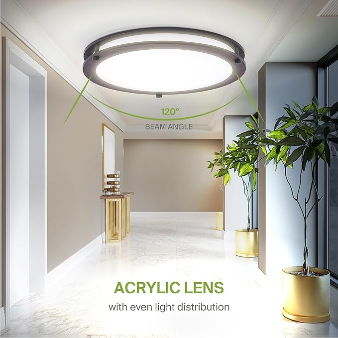 ASD LED 18" Round Flush Mount Lighting, Close to Ceiling Light Fixture | 3CCT