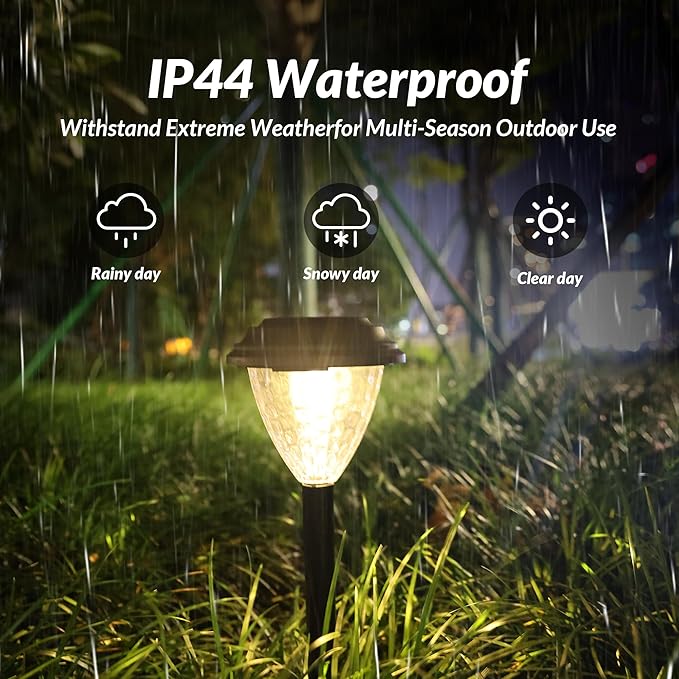 Elevon 12 Pack Solar Light Outdoor Waterproof, Warm White Pathway Lights Solar
