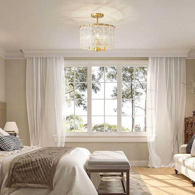 3-Light Modern Ceiling Light for Living Room, Close to Ceiling Semi-Flushmount