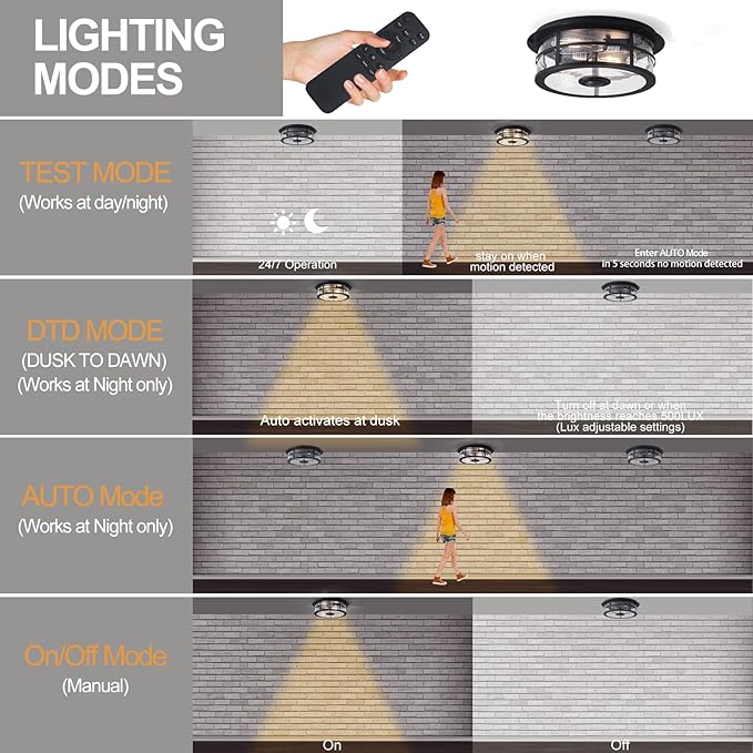 Upgraded Motion Sensor Outdoor Ceiling Light
