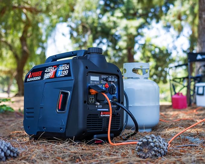 A-iPower 4300-Watt Dual Fuel Portable Inverter Generator, RV Ready Lightweight w/CO Sensor for Backup Home Use, Tailgating & Camping, CARB Compliant (SUA4300iD)