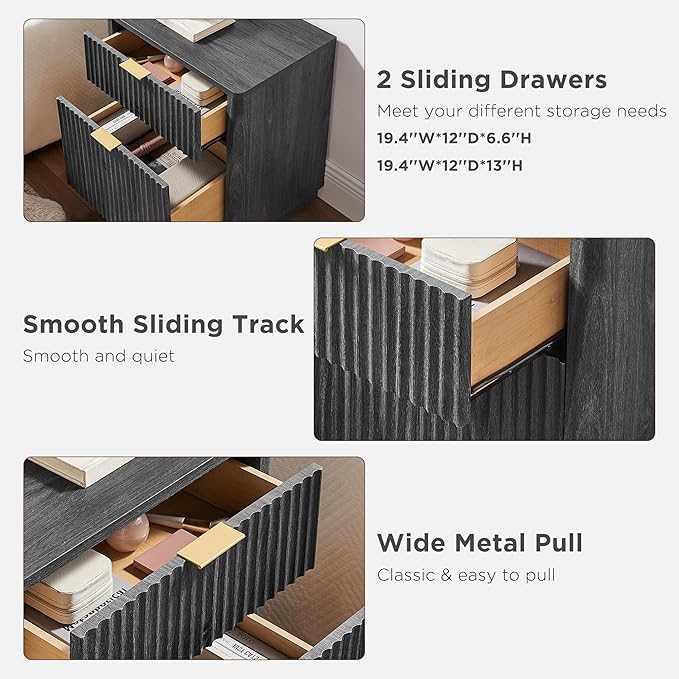 T4TREAM 23'' Fluted Nightstand