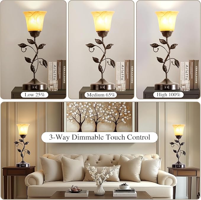 RORIANO Set of 2 Touch Vintage Table Lamps