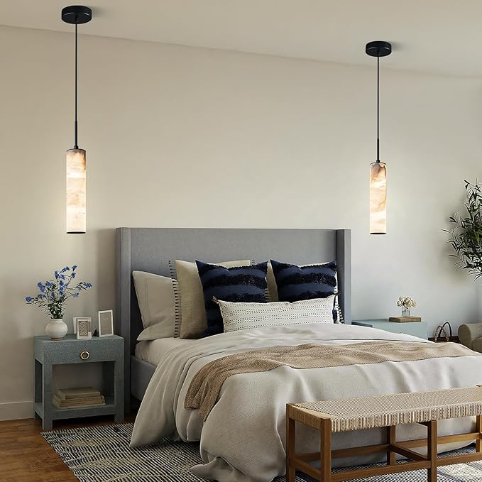 LMQNINE Natural Alabaster Pendant Lights