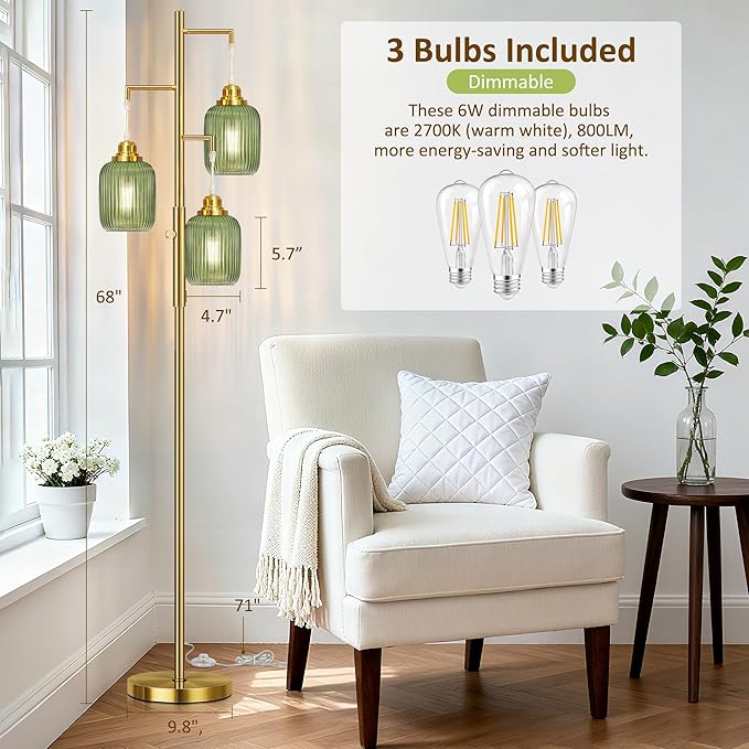 Rottogoon Dimmable Gold Floor Lamp