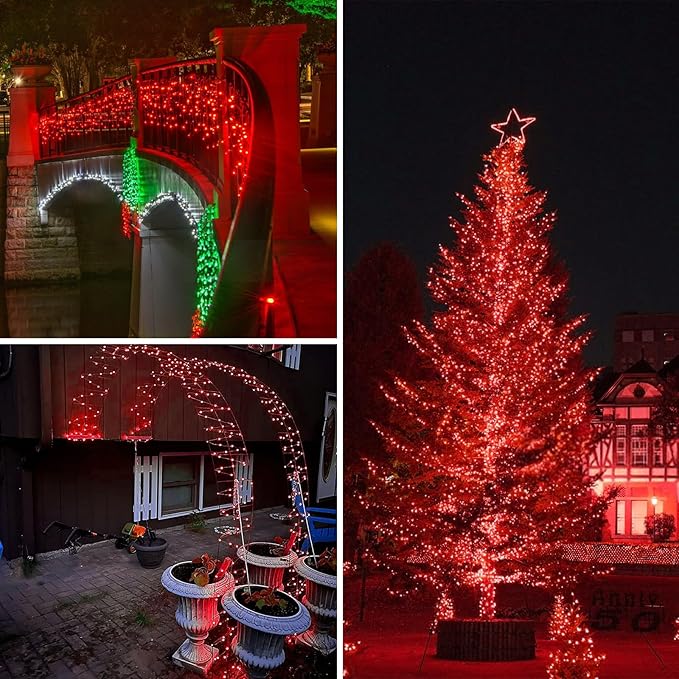 4 Pack Red and Green Christmas String Lights, Each 20FT 60 LED Fairy Lights