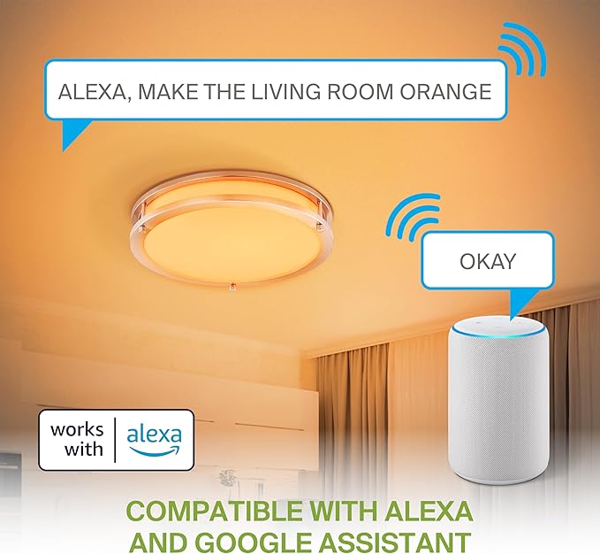 ASD LED 14" Round Flush Mount Lighting, Close to Ceiling Light Fixture | Smart