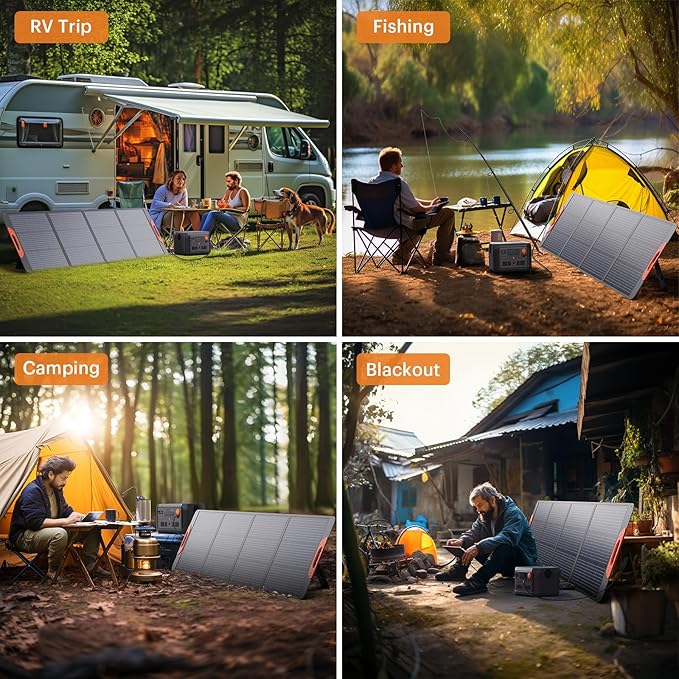 200 Watt Portable Solar Panel for Power Station,RV Essentials,200W 20V Foldable Solar Charger with Solar Cable,23.5% High Efficiency IP67 Waterproof 4 Kickstands for Camping RV Road Trip