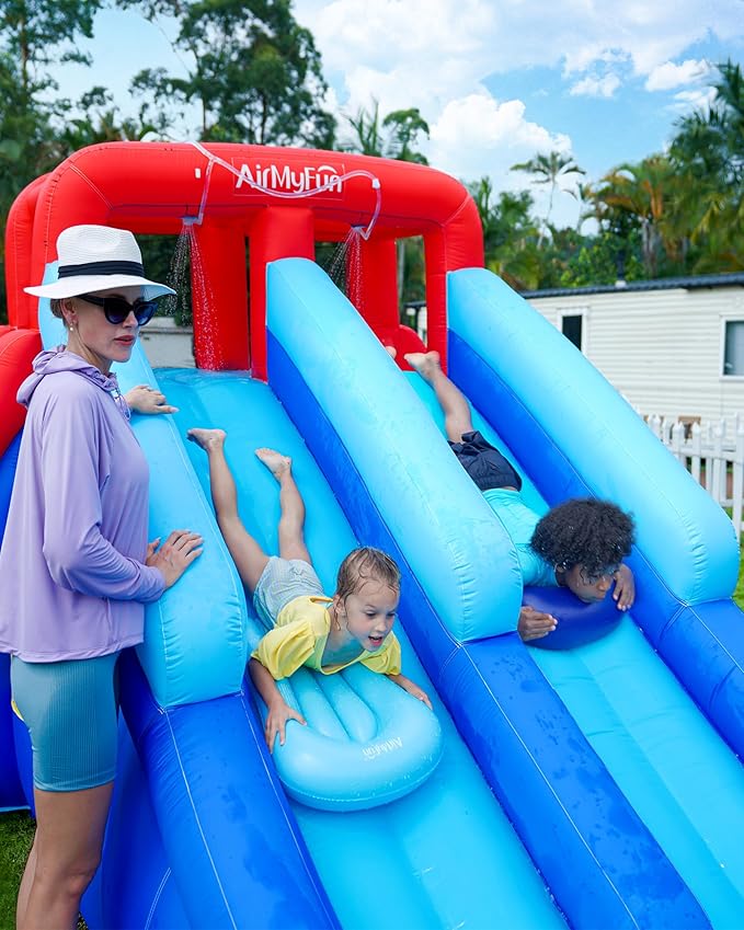 AirMyFun Inflatable Bounce House with Double Slide, Kids & Adults Water Slides for Outdoor Fun