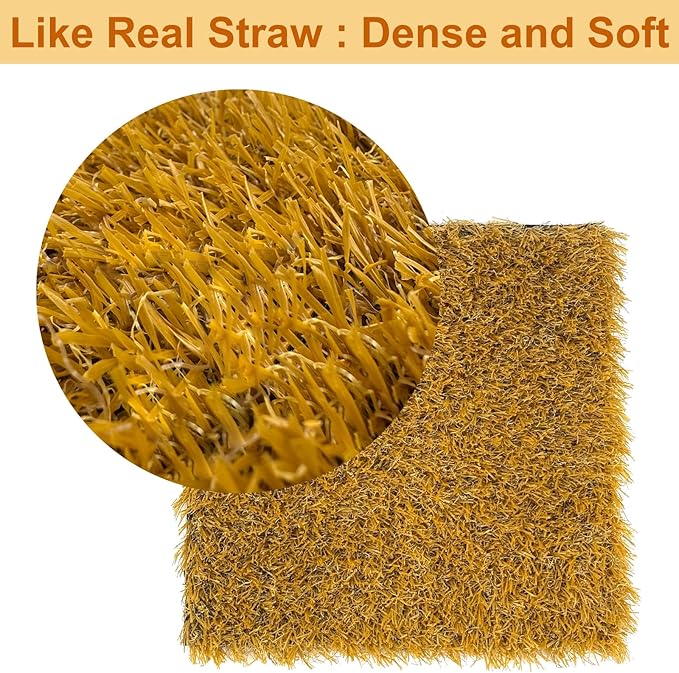8 Pack Chicken Nesting Pads for Chicken Coop, 11.8"x11.8" Reusable Plastic Artificial Grass Nesting Box Pads Washable Laying Eggs Turf Egg-Protecting Mats for Coops, Pets & Crafts - Yellow