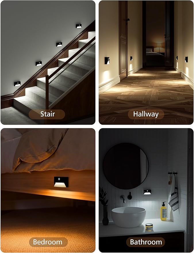 NIORSUN Motion Sensor Night Light, Rechargeable Stair Lights Indoor, 3 Colors
