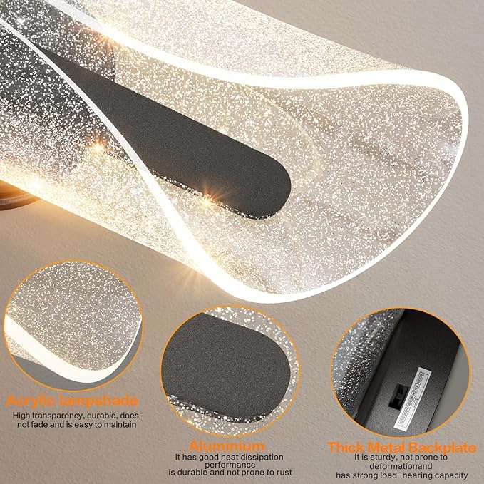 Black Wall Sconce Light Modern Wall Light Fixtures Dimmable LED Wall Lamp