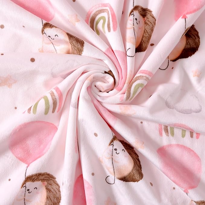 iEvolve Baby Nursery Bed Blankets Ultra Soft Double Layer Mini Blanket Minky Blanket Receiving Blankets Shower Gifts(Hedgehog,45 * 60in)