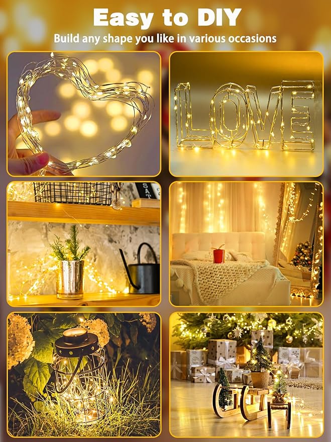 2 Pack 60 LED Christmas Fairy Lights Battery Operated