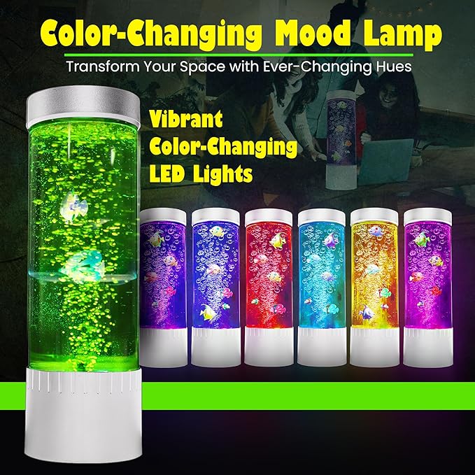Brewish Bubble Fish Lamp | Desktop Sensory LED Bubble Lamps | 7 Color Changing