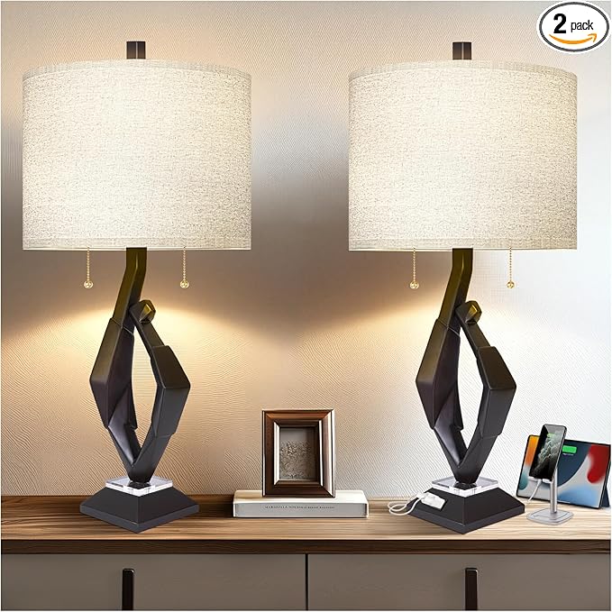 Scenekoy Sculptural Resin Table Lamp Set of 2