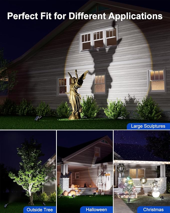 2 Pack Solar Powered Spot Lights Outdoor Waterproof Super Bright LED Yard