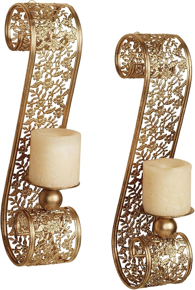Touch of Class Classic Elegant Scrolling Diandre Metal Wall Sconce Pair