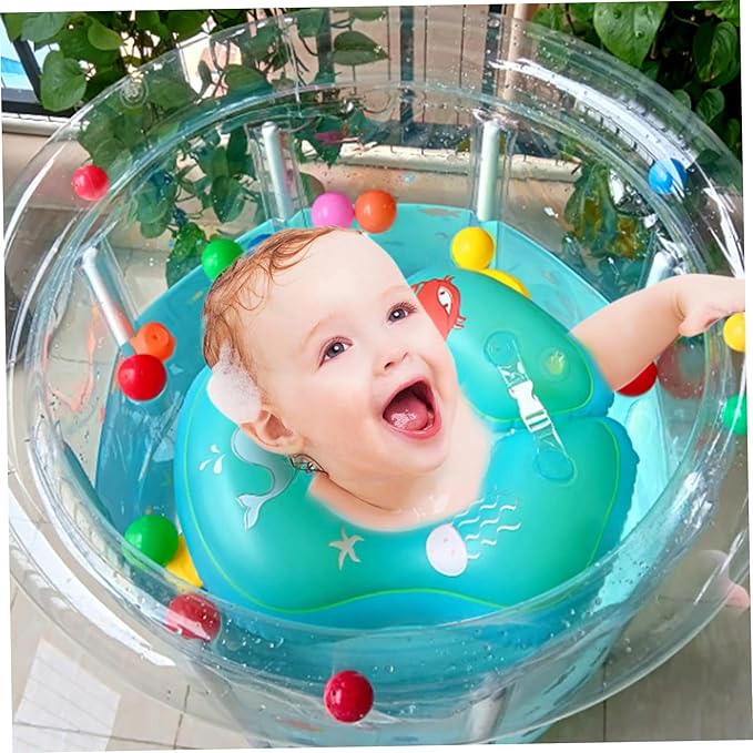 Kiddie Pool 29.5x31.5in Inflatable Baby Pool Cartoon Pattern Baby Swimming with Drainage Transparent Sealed PVC Cooling Todd