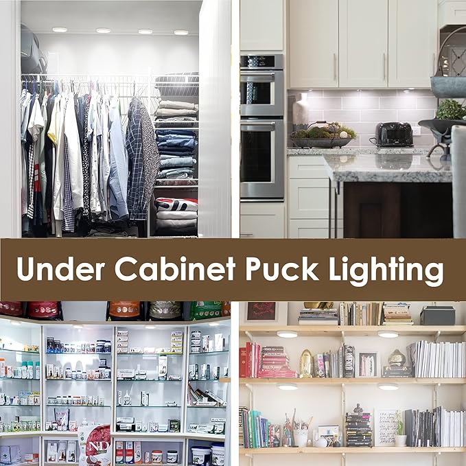 WOBANE LED Under Cabinet Lighting Kit, Super Bright Puck Lights, 112 LEDs