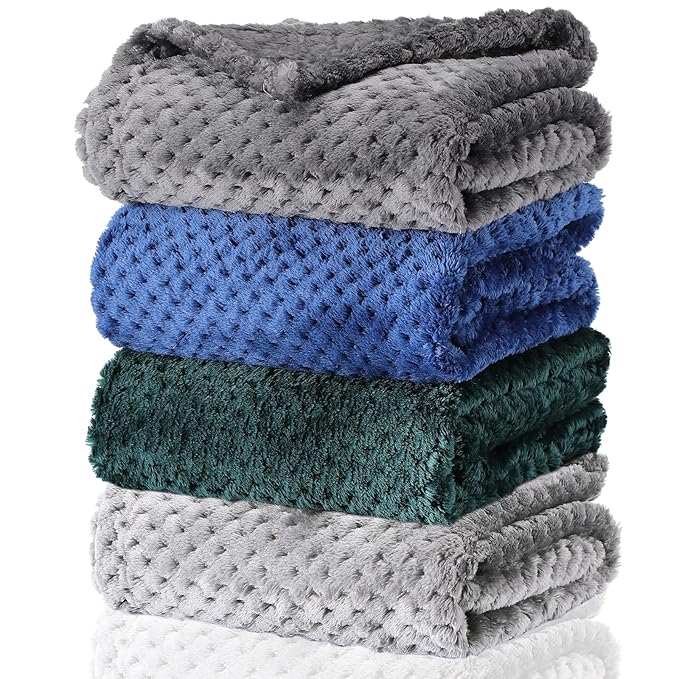 Frienda 4 Pcs Baby Fuzzy Blanket Fluffy Baby Blanket for Boys Girls Soft Warm Infant Newborn Toddler Receiving Nursery Bed Supplies, 32 x 24 Inch(Dark Color)