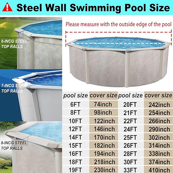 15 Ft Pool Cover, with Automatic Drain Round Pool Cover, One-Piece Quick Installation and Removal Above Ground Pool Cover, Preventing Waterlogging, UV Protected Solar Swimming Pool Cover