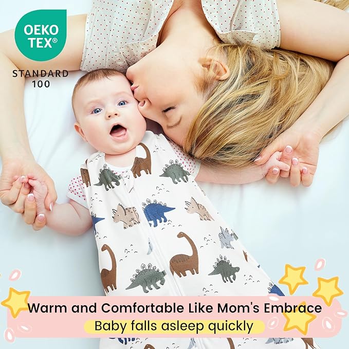 david's kids 3 Pack Warm Micro Fleece Baby Sleep Sack 18-24 Months, Soft Baby Wearable Blankets with 2-Way Zipper, Comfy Winter Sleeping Bags for Toddler Boys Girls Neutral, X-Large Size, Dinosaur