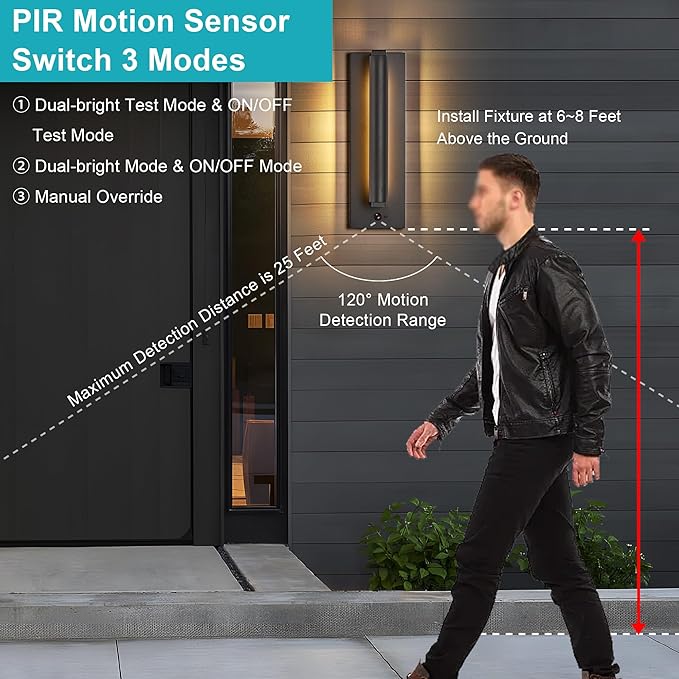 Modern PIR Motion Sensor Outdoor LED Wall Light,