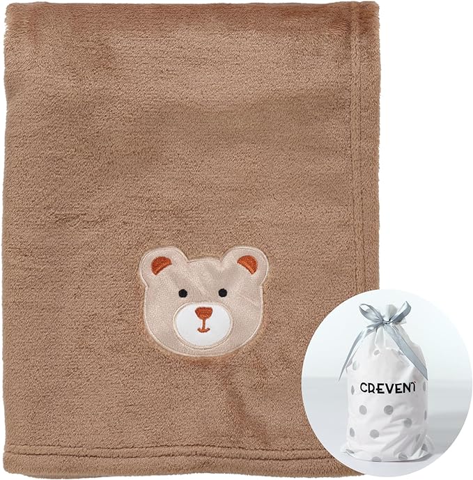 CREVENT 30''X40'' Cute Cozy Fluffy Warm Baby Blanket for Girls Boys Infants Toddlers' Bedding Crib Cot Stroller, Baby Shower Birthday Newborn's Gift - Bear