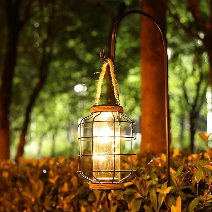 JHY DESIGN Metal Cage LED Lantern Battery Powered, 9.4" Tall Cordless Accent