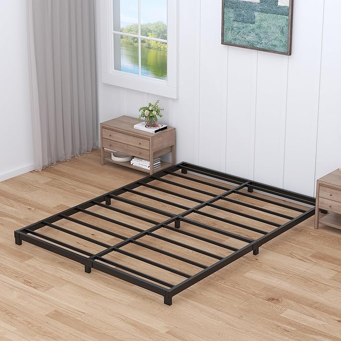 3 Inch Bed Frame Full Low Profile, Full Size Metal Bed Frame No Box Spring Needed, Heavy Duty Metal, Easy Assembly, Black
