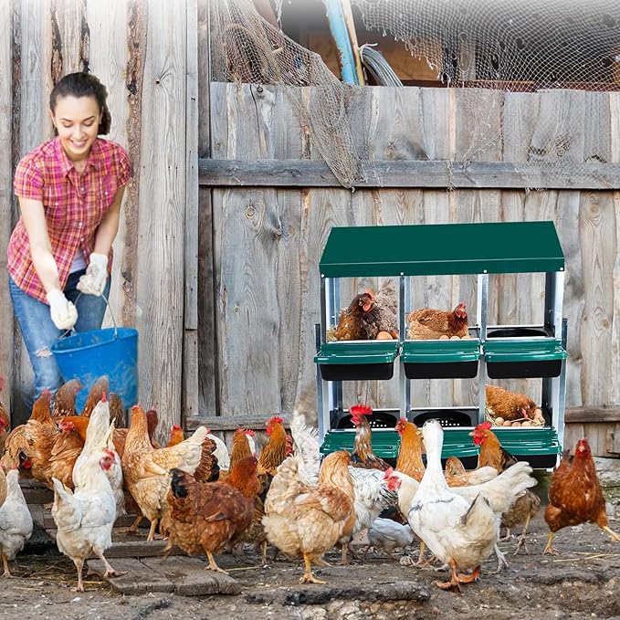 Red 6/8/10-Hole Wall-Mount Chicken Nesting Box with Legs & Roll-Away Design – Easy Egg Collection, Pull-Out Cleaning, Durable Roosting Box for All Chicken Breeds