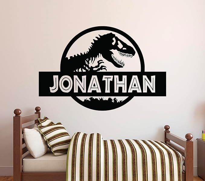 Personalized Dinosaur Name Wall Decal – Custom Kids Room Decor – Boys Bedroom Vinyl Sticker – Dino Theme Nursery Decoration – Removable Kids Wall Art