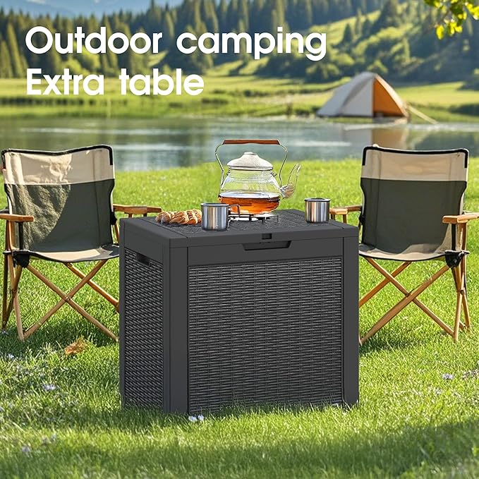 NUNU LAB 31 Gallon Outdoor Storage Box Waterproof,Indoor Outside Deck Box,Backyard Storage Bin For Package Delivery,Garden Tools,Patio Cushions,Pool Accessories,Storage Bench Lockable Lid