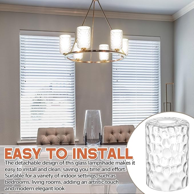 6 Pcs Clear Hammered Glass Shade Replacements