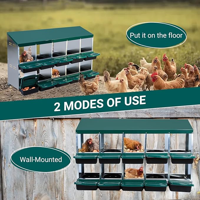 Red 6/8/10-Hole Wall-Mount Chicken Nesting Box with Legs & Roll-Away Design – Easy Egg Collection, Pull-Out Cleaning, Durable Roosting Box for All Chicken Breeds