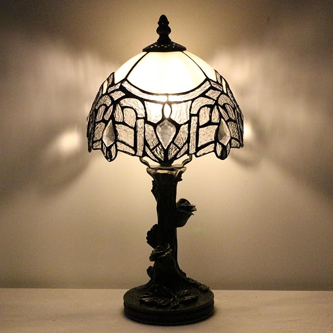 Small Tiffany Table Lamp Stained Glass Desk Lamp White Bending Style Bedside