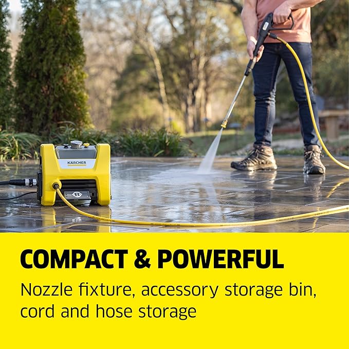 Kärcher Pressure Washer K1800PS Cube, CETA Certified, 3 Spray Nozzles, Detergent Tank, for Cars, Driveways, Siding, Patios, 1.2 max. GPM