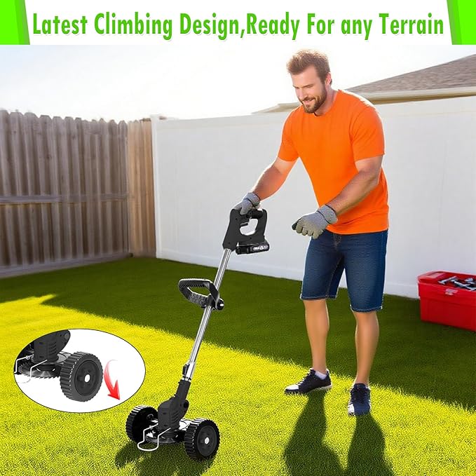Weed Wacker Cordless Adjustable Weed Eaters 3 in 1 Electric String Trimmer Lawn with Two Battery with Charger Comes with Multiple Blades for Yard,Green,Garden(Black)