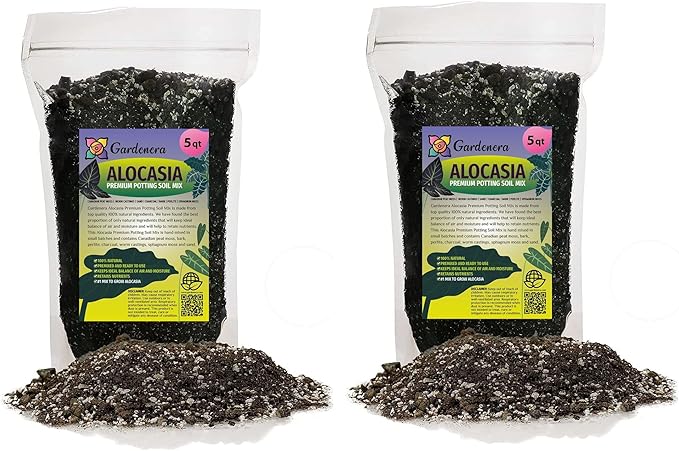 Gardenera Alocasia Plant Potting Soil - All-Natural Blend for Thriving Alocasia Plants - Boosts Root Health and Distinctive Foliage - 10 Quart